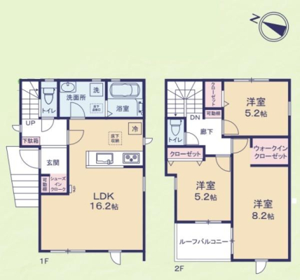 千葉県佐倉市南臼井台の新築一戸建ての間取り図(販N)
